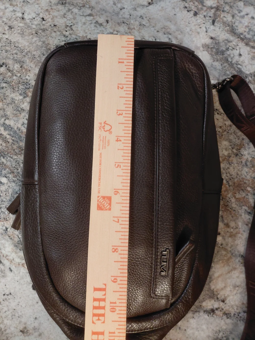 TUMI Men's Brown Leather Slingback Bag
